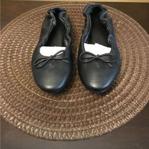 Polo Ralph Lauren Leather Pony Ballet Ballerina Shoes Black Made in Spain Sz 6B